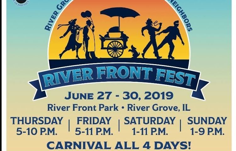 Multi-colored flyer with the 2019 River Front Fest information