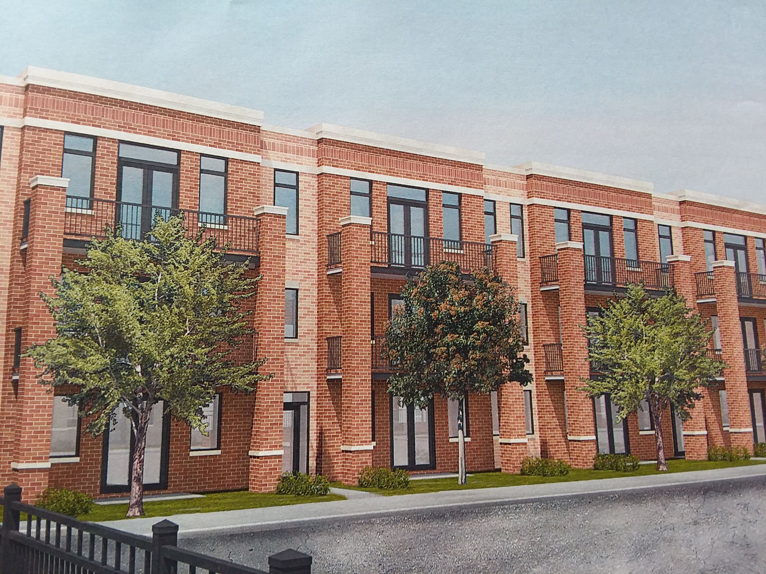 Artist's drawing of one of four new buildings that will feature luxury units available for rent