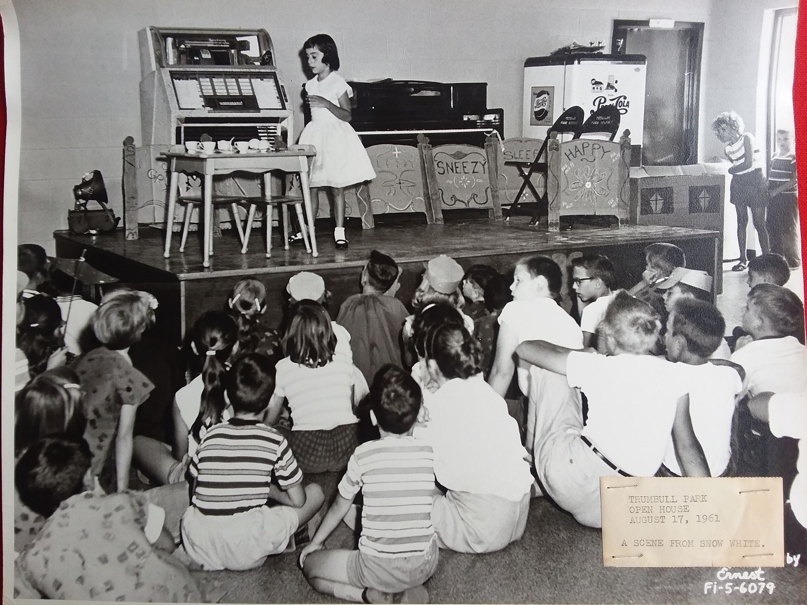 Children attending a Snow White play at Trumbull Park in 1961
