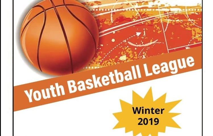 2018 Youth Basketball League flyer with signup dates and times