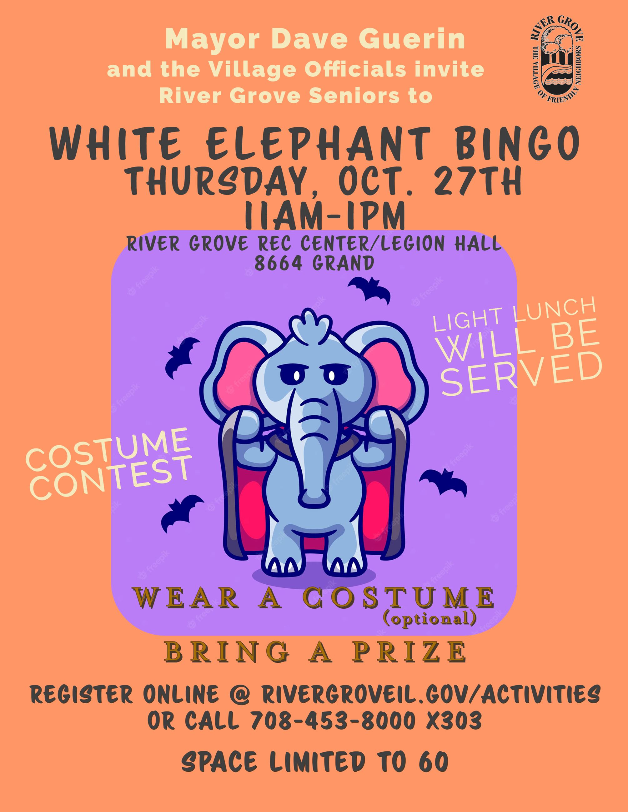 WHITE ELEPHANT HALLOWEEN BINGO