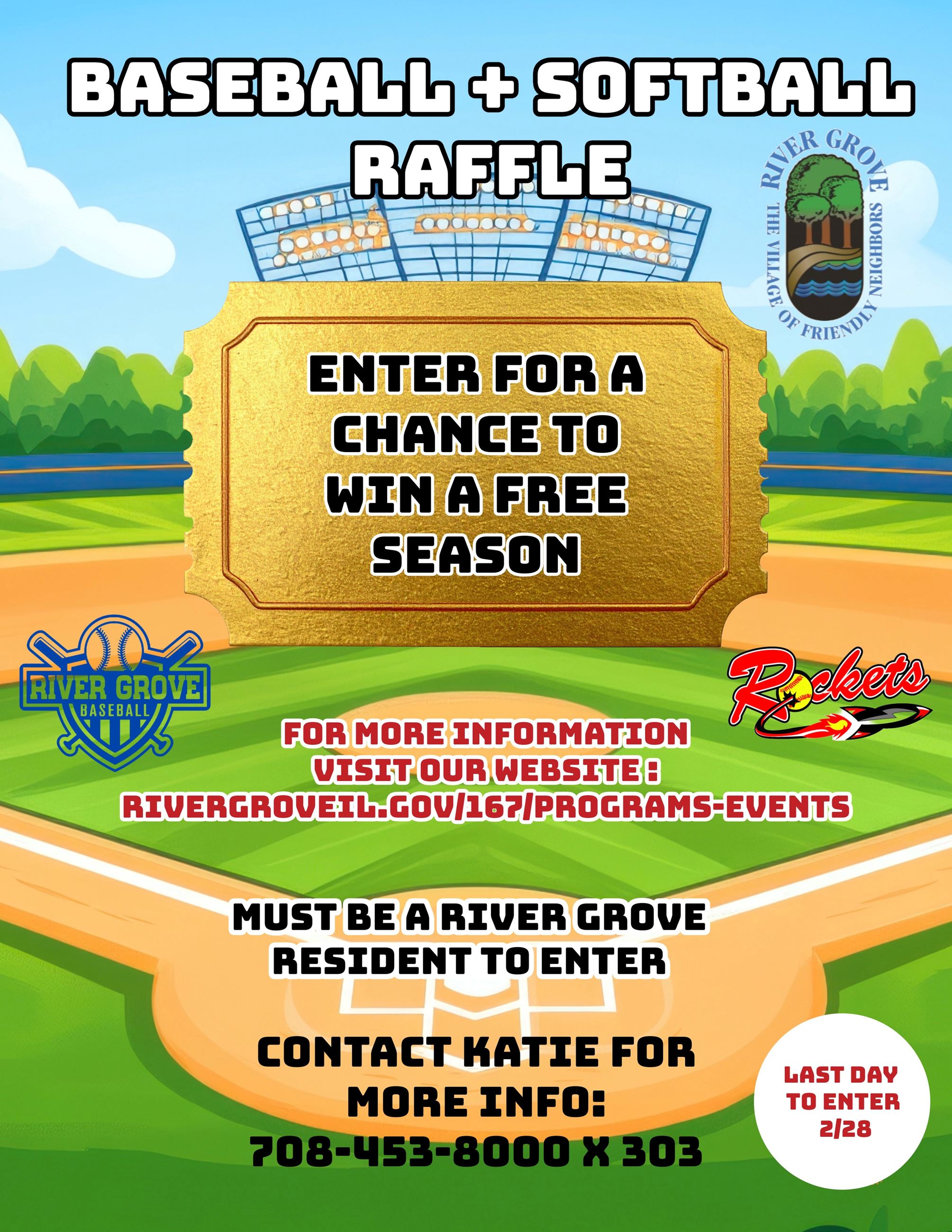 Raffle for baseball and softball with a dirt field